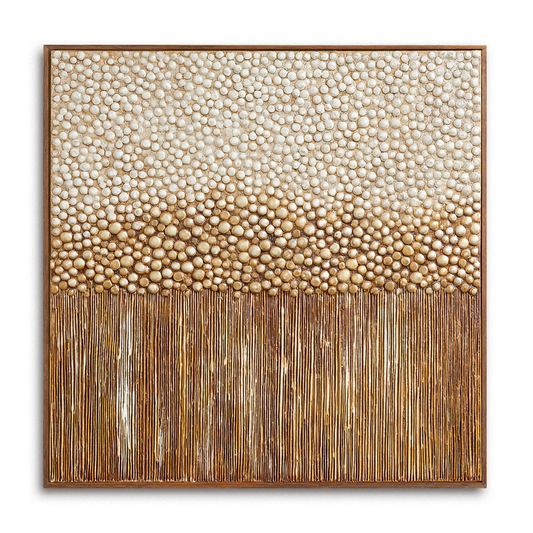 Hand - painted 3D Textured Wall Art: Beige Dot & Striped Modern Decor