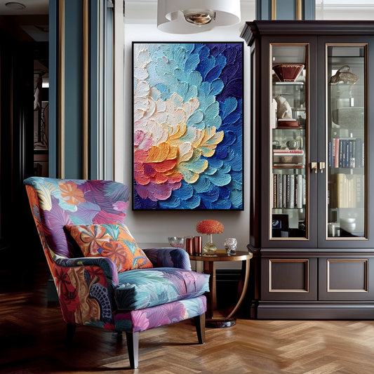 Colorful Three - Dimensional Floral Oil Painting, Art Decorative Wall Hanging for Living Room and Bedroom