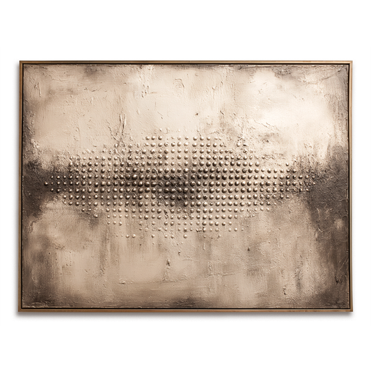 Hand - Painted Abstract Textured Decorative Wall Art with Dot Patterns, Neutral Tones