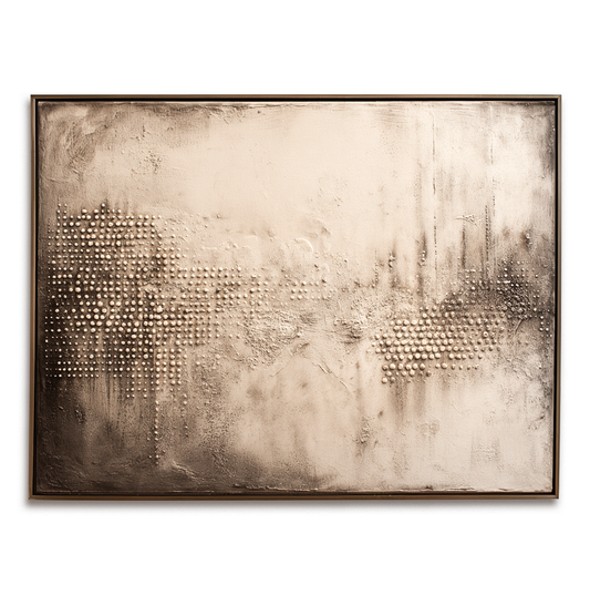 Hand - Painted Abstract Textured Decorative Wall Art with Dot Motifs, Neutral Tones