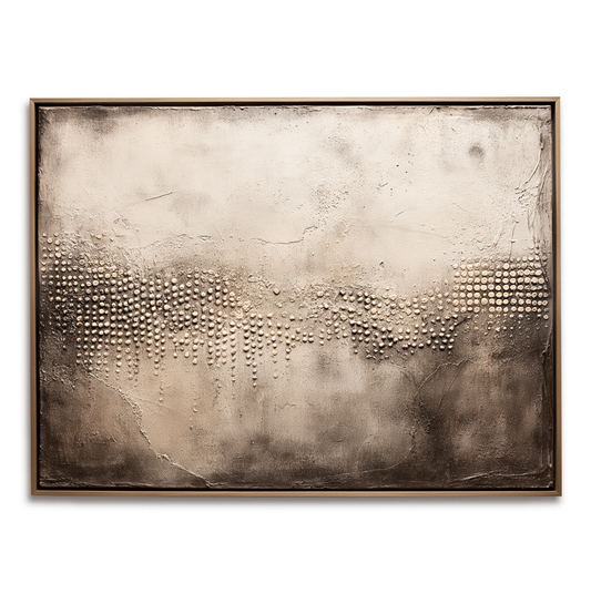 Hand - Painted Abstract Textured Decorative Wall Art with Dot Details, Neutral Tones