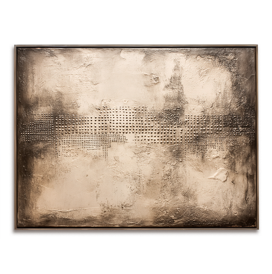 Hand - Painted Abstract Textured Decorative Wall Art with Dot Patterns, Neutral Tones