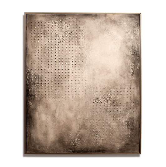 Hand - Painted Abstract Textured Decorative Wall Art with Dot Elements, Neutral Tones