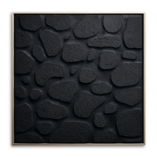Hand - Painted 3D Textured Black Wall Art, Minimalist Abstract Relief Decor