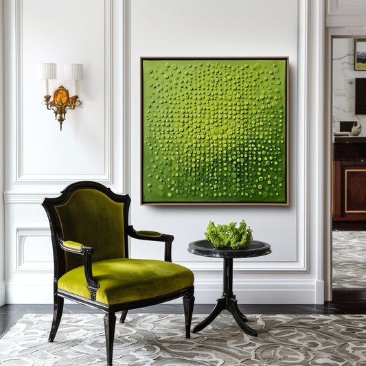 Hand - Painted 3D Textured Green Bubble Wall Art, Minimalist Abstract Relief Decor