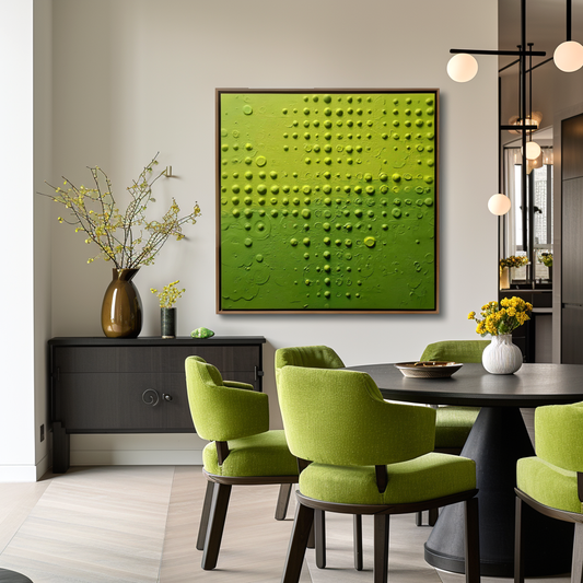 Hand - Painted 3D Textured Green Bubble Wall Art, Minimalist Abstract Relief Decor