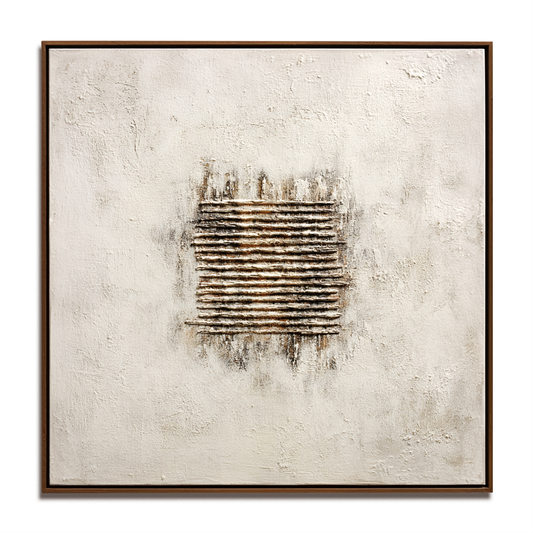 Hand - Painted 3D Textured Neutral - Toned Wall Art, Minimalist Abstract Relief Decor