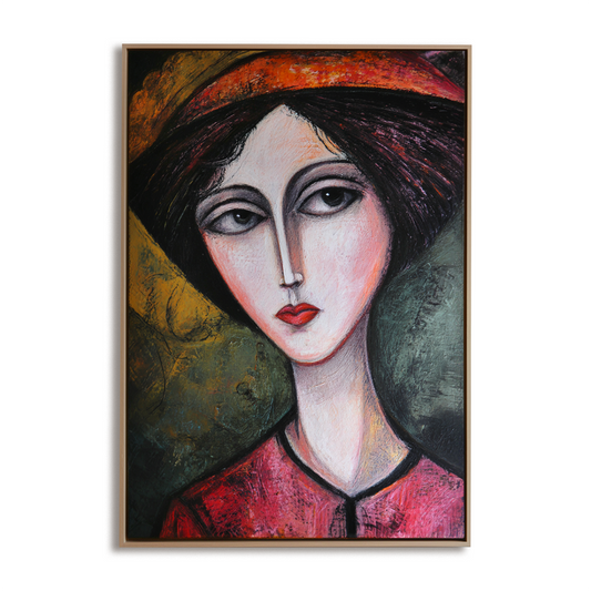 Hand - Painted Abstract Portrait Wall Art, Textured Modern Decor for Home