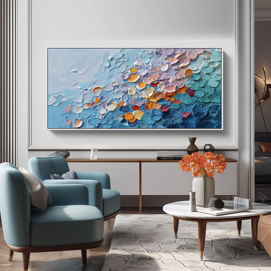 Serenity Drift – Textured Coastal Abstract Palette Knife Canvas Art, Modern Wall Décor