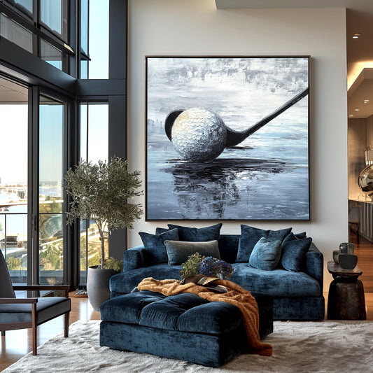 Silver Drive – Modern Textured Golf Canvas Art for Office & Sports Room Décor