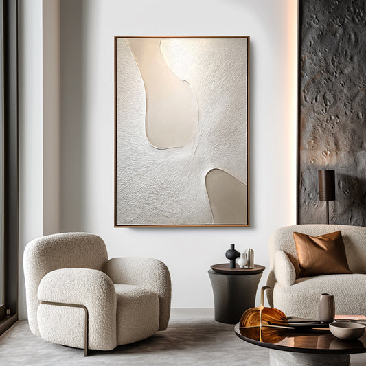 Flow of Silence — Textured Minimalist Abstract Oil Painting in Soft Neutrals
