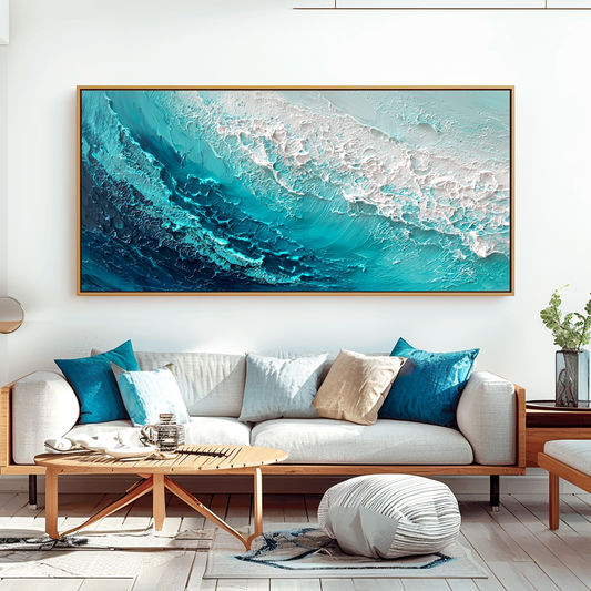 Ocean Crest — Large Textured Ocean Wave Canvas Art, Coastal Wall Décor