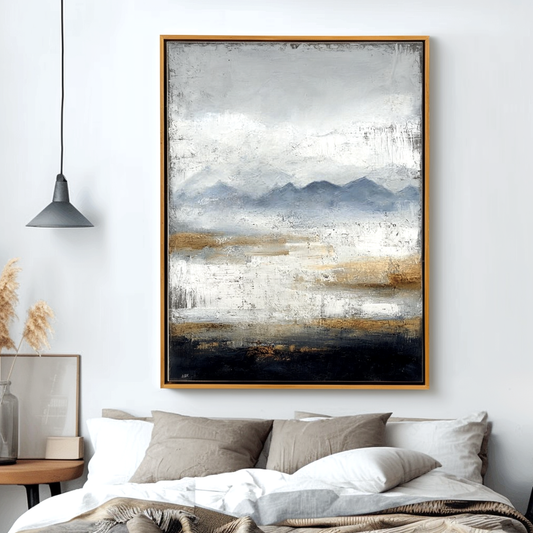 Horizon Mist — Textured Abstract Mountain Landscape Wall Art