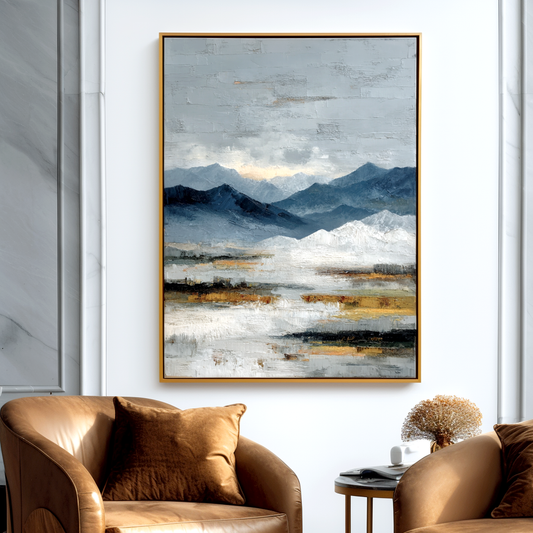Silent Ranges — Textured Abstract Mountain Canvas Wall Art