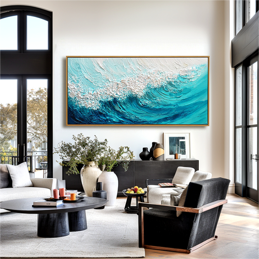 Ocean Whisper – Textured Abstract Wave Oil Painting on Canvas