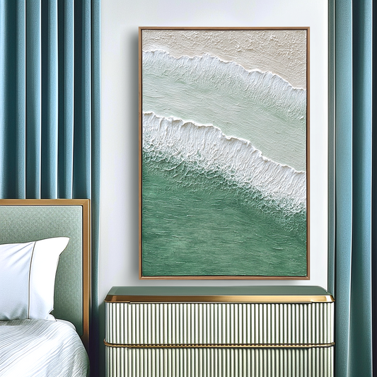 Whispering Shore – Textured Coastal Wave Oil Painting on Canvas