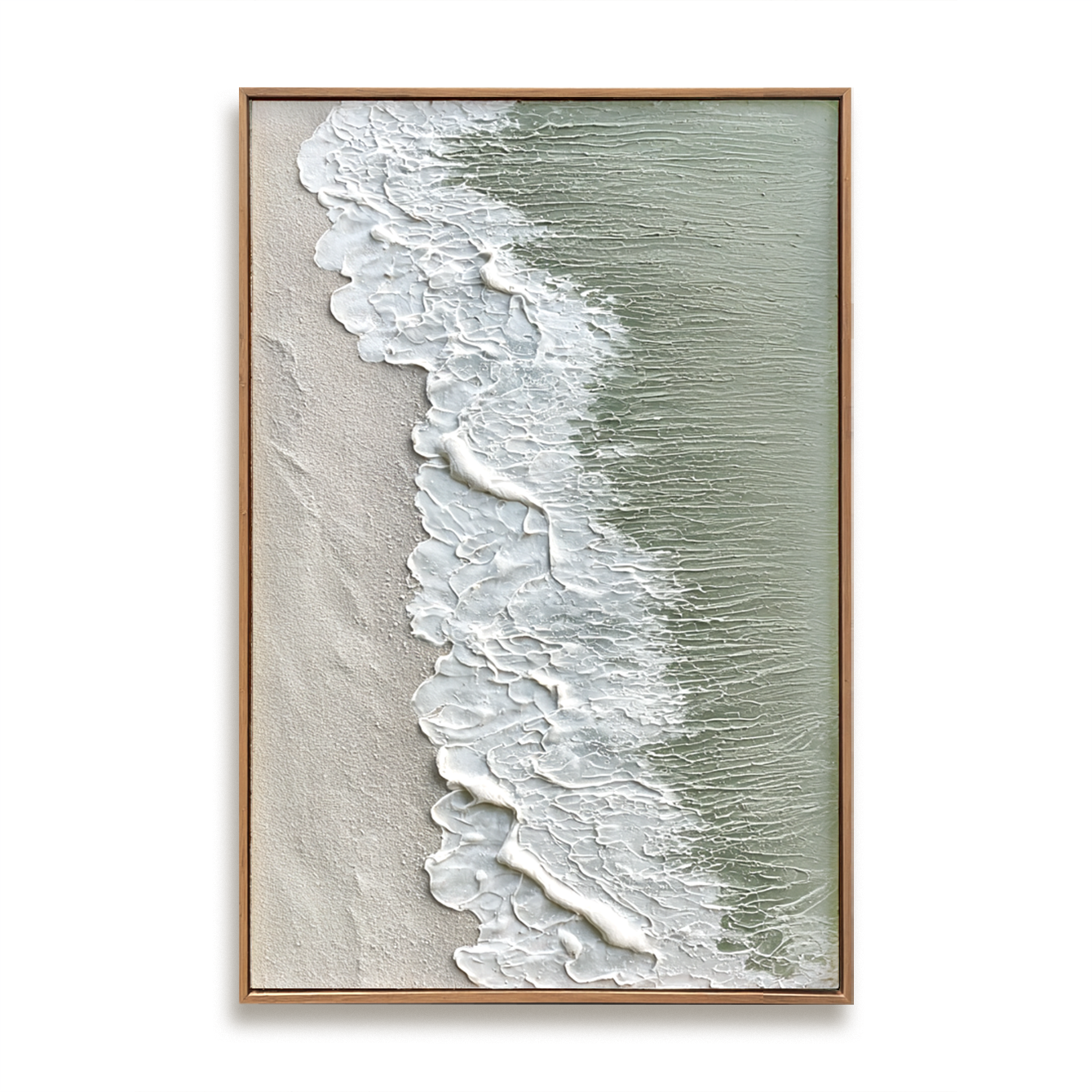 Gentle Shore – Textured Ocean Wave Oil Painting on Canvas