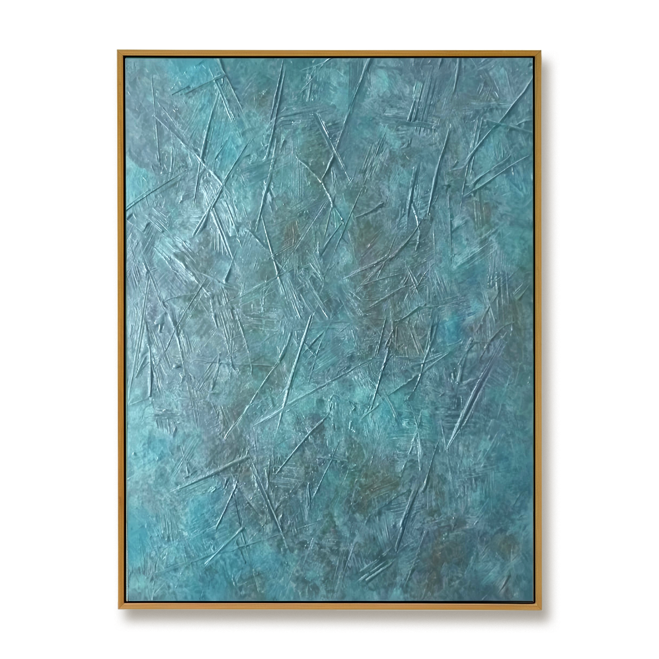 Aqua Stillness – Blue Textured Abstract Oil Painting on Canvas