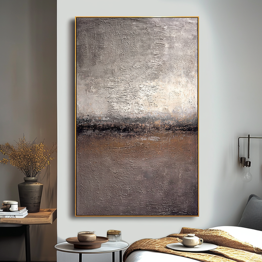 Ethereal Line – Minimalist Textured Horizon Abstract Painting