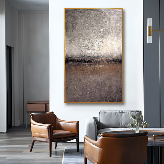 Ethereal Line – Minimalist Textured Horizon Abstract Painting