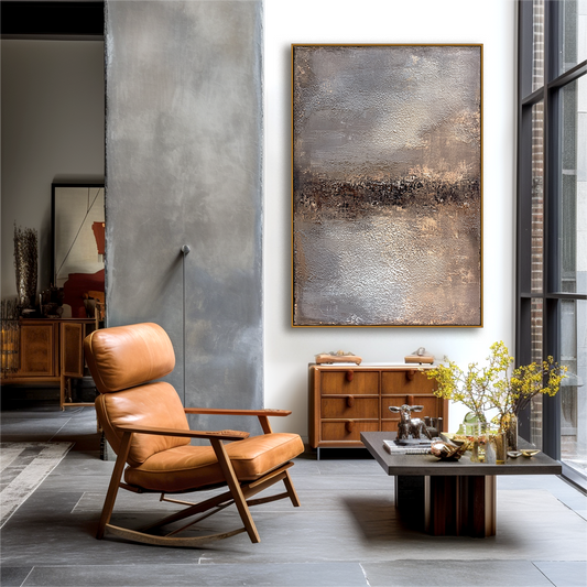 Golden Veil – Textured Abstract Horizon Oil Painting