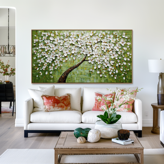 Eternal Bloom – Textured White Blossom Tree Oil Painting