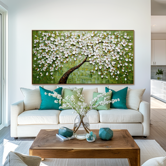 Eternal Bloom – Textured White Blossom Tree Oil Painting