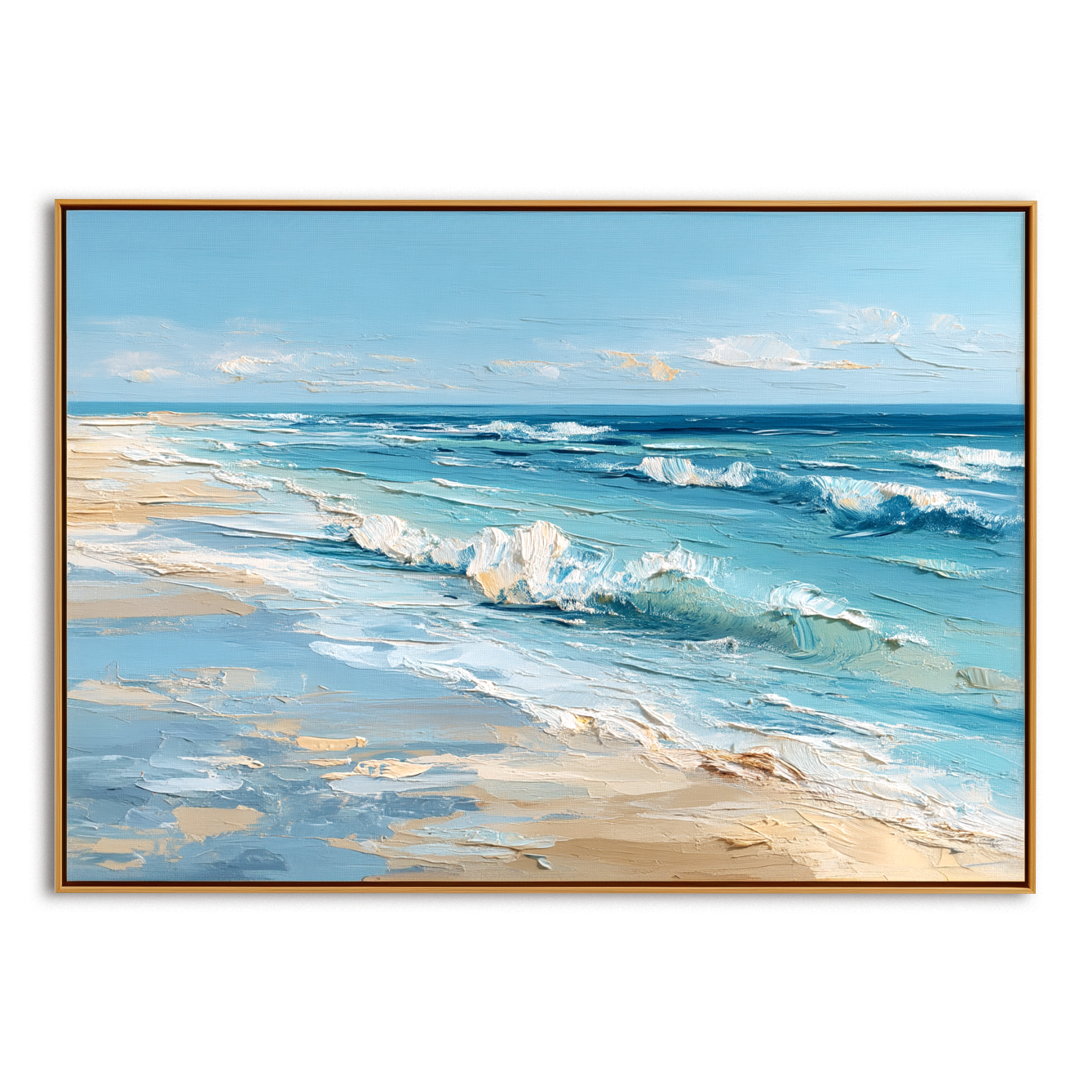 Shoreline Symphony – Textured Ocean Wave Seascape Oil Painting