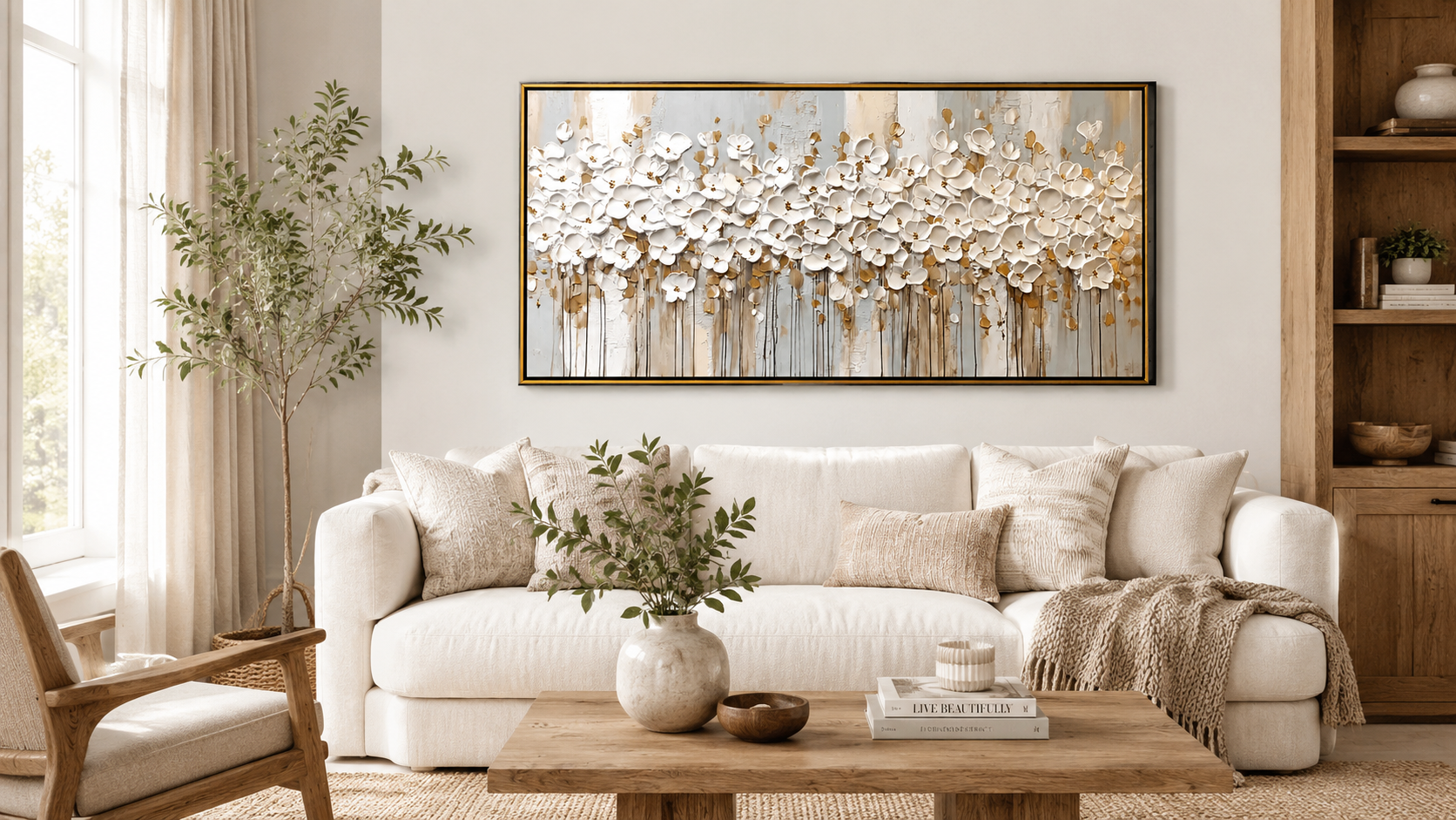 How White Textured Floral Wall Art Brings Calm to Modern Interiors
