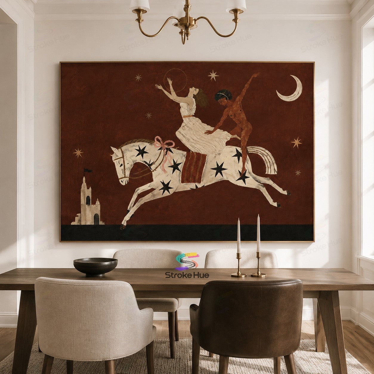 Starbound Riders-Vintage Horse Painting