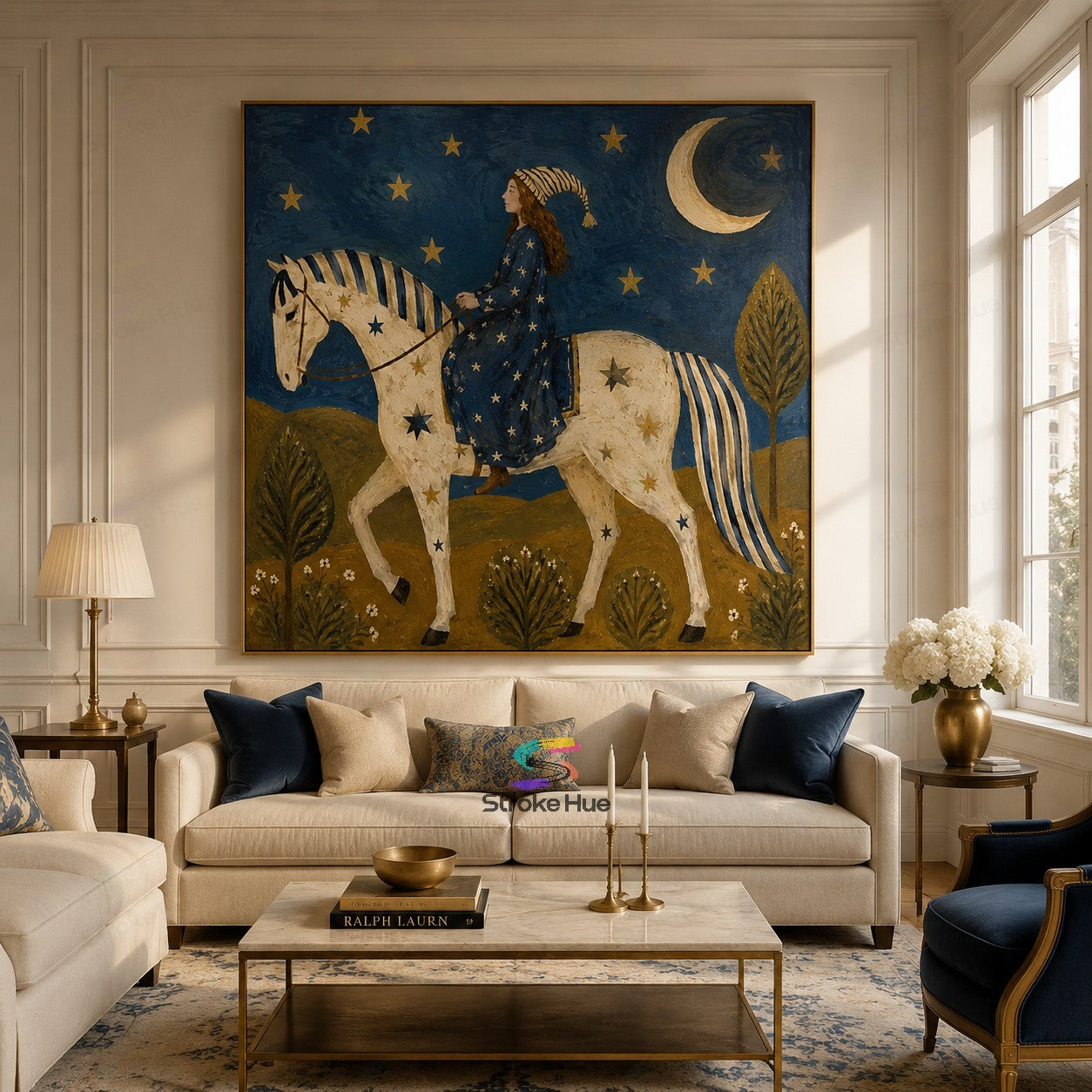Starlit Meadow Rider-Horse Painting