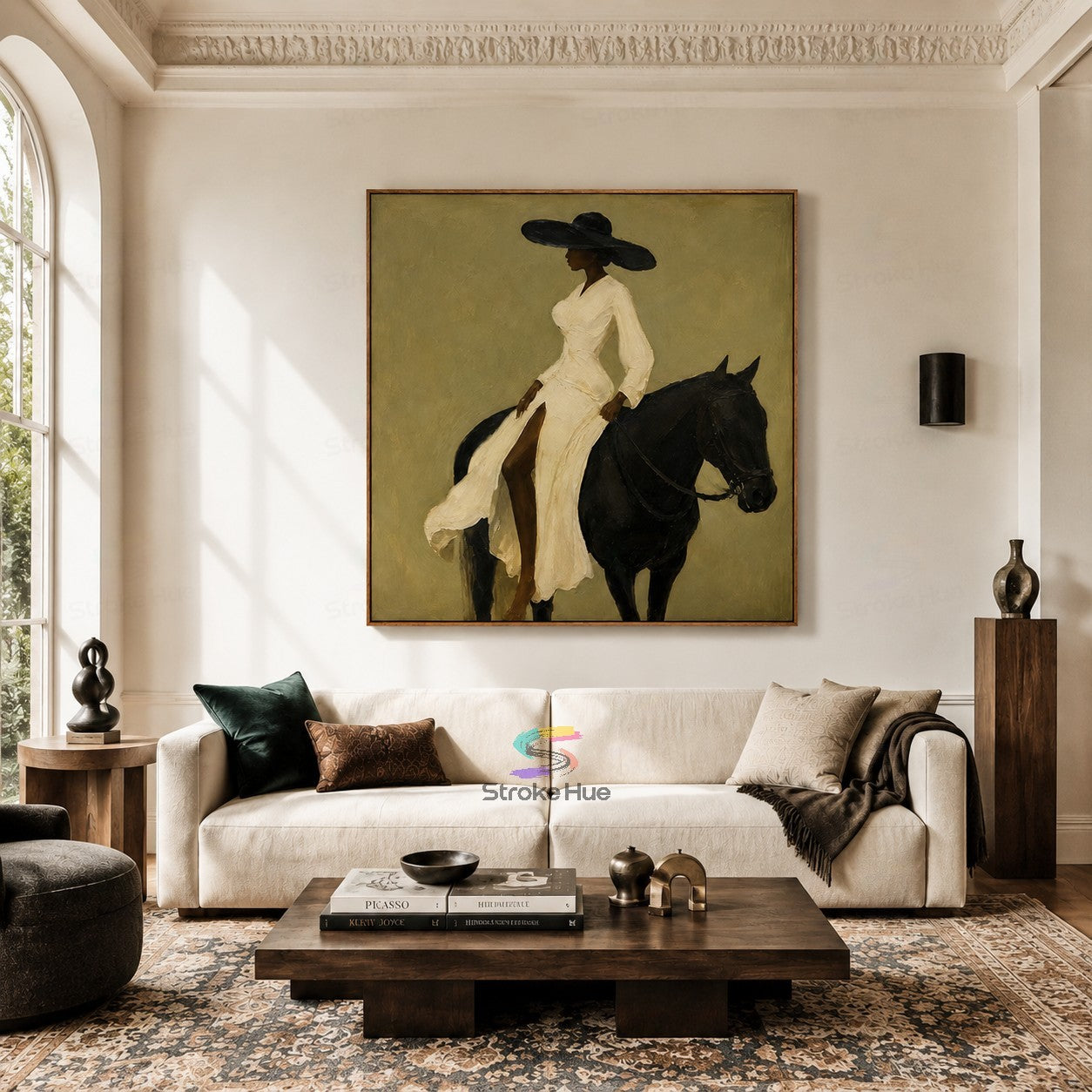 Ivory Hat Muse-Black Horse Painting