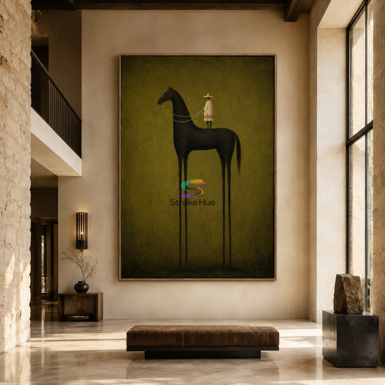 Silent Reins-Olive Black Horse Painting