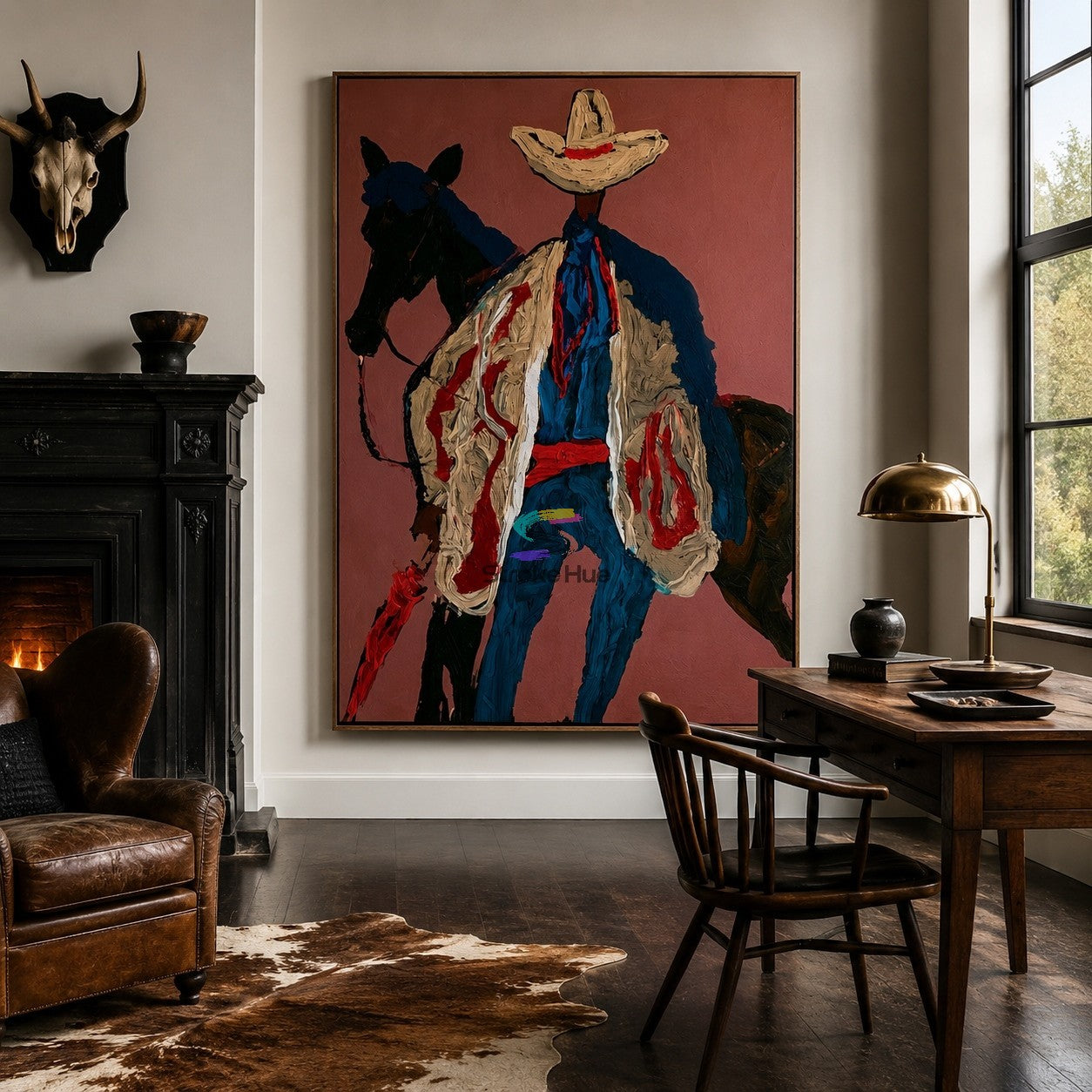 Dust Rouge-Modern Cowboy Horse Painting