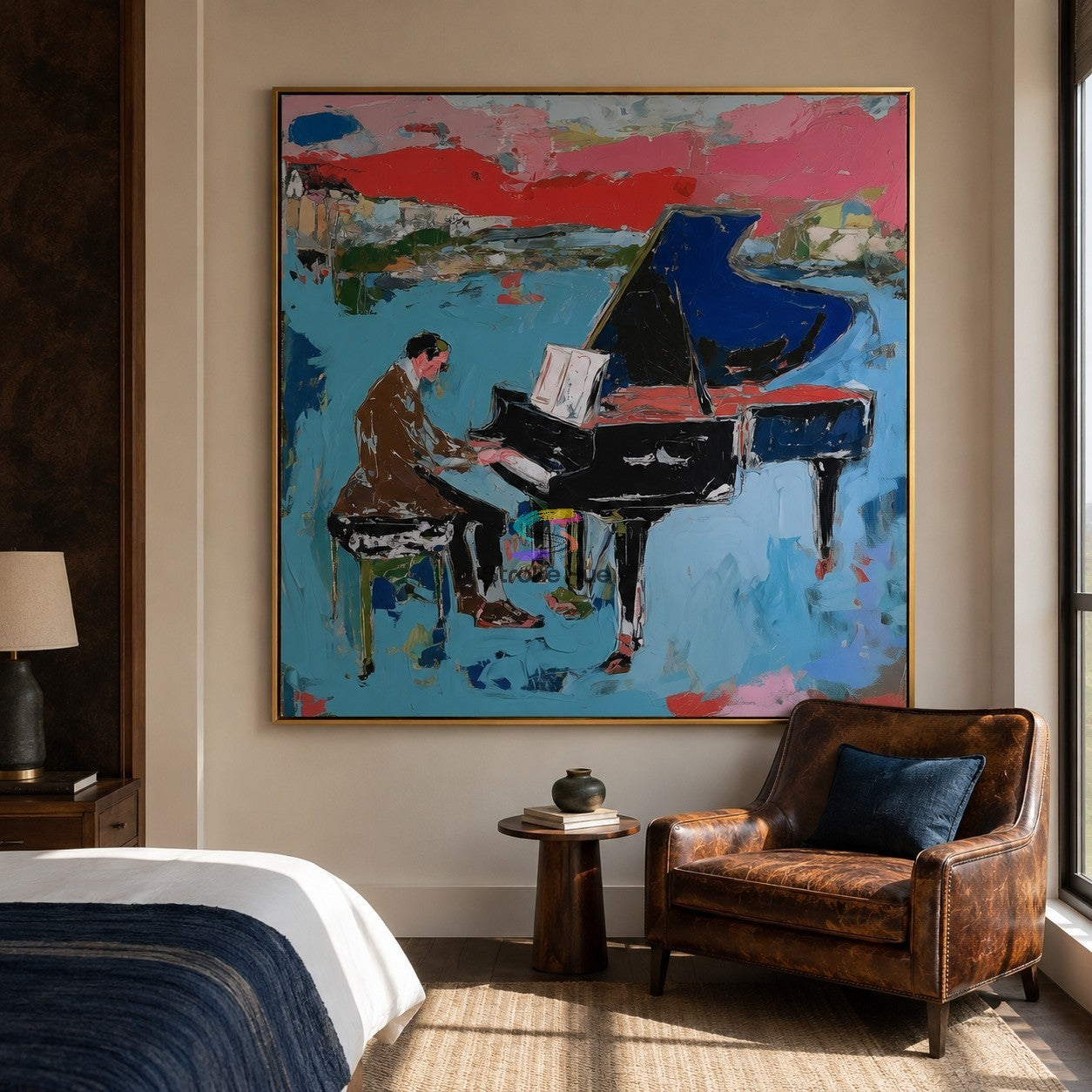 Blue Sonata-Abstract Piano Player Painting
