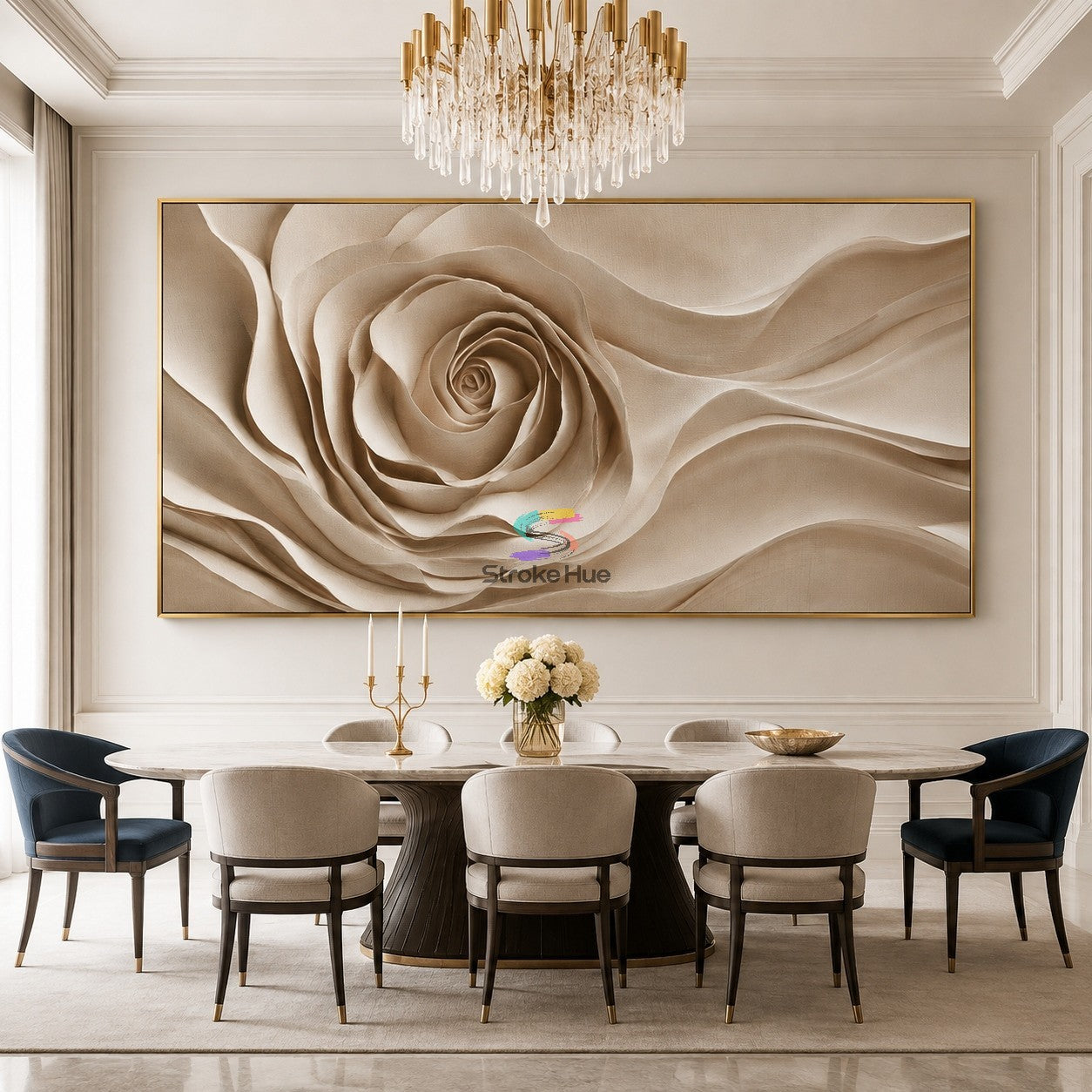 Ivory Bloom-Abstract Rose Relief Painting