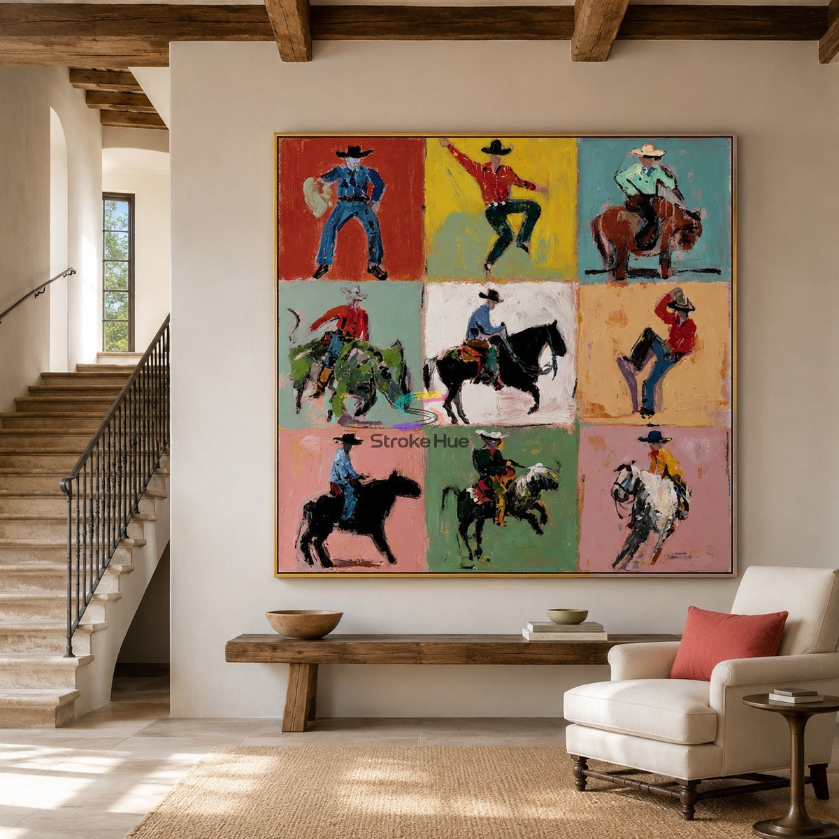 Rodeo Mosaic-Cowboy Grid Painting