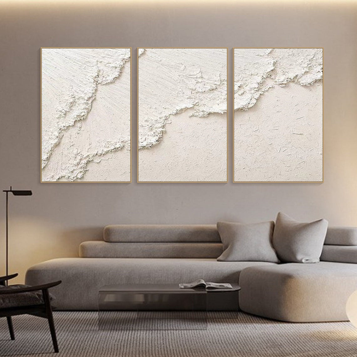 Plaster Drift-Relief Triptych Painting