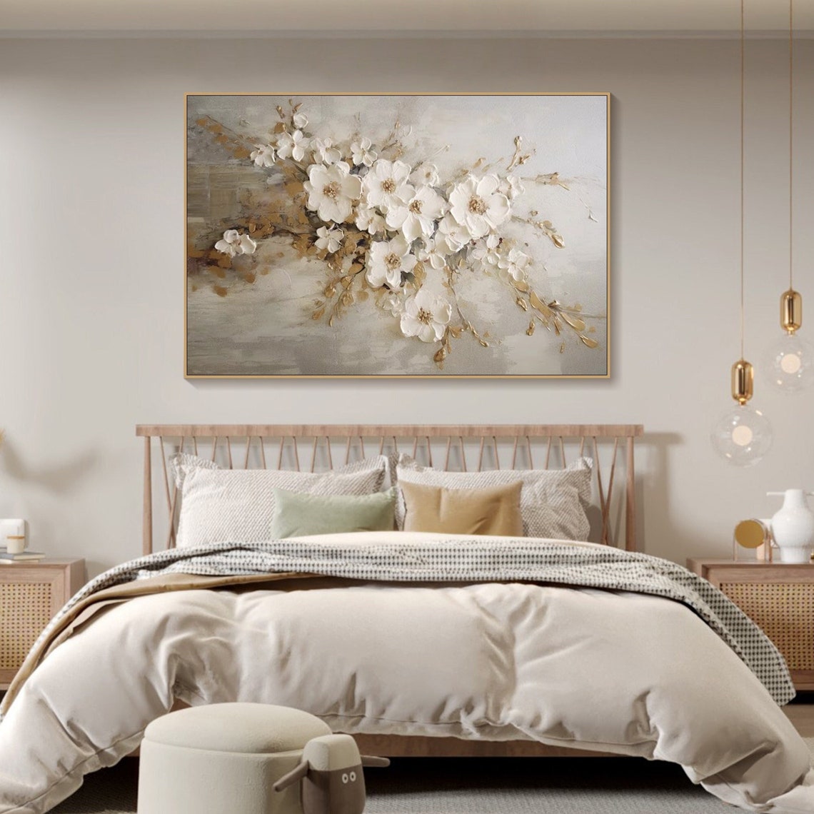 Ivory Bloom Flow-Floral Painting