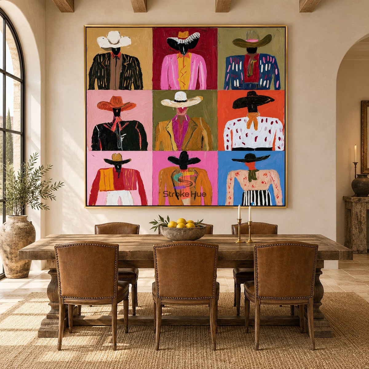 Western Faces-Cowboy Portrait Grid Painting