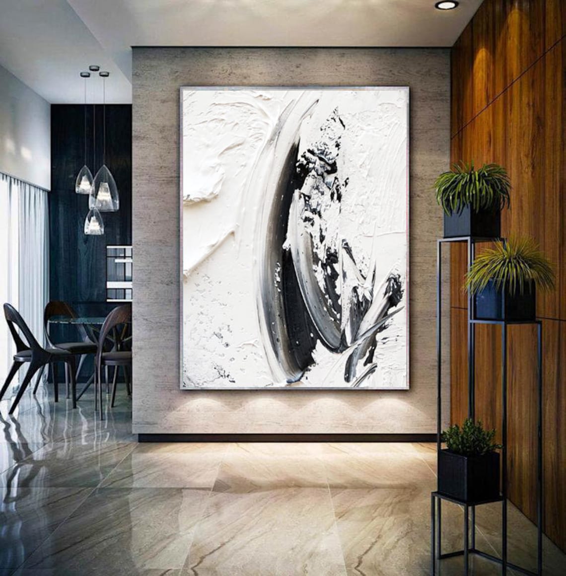 Onyx Sweep-Abstract Brushstroke Painting