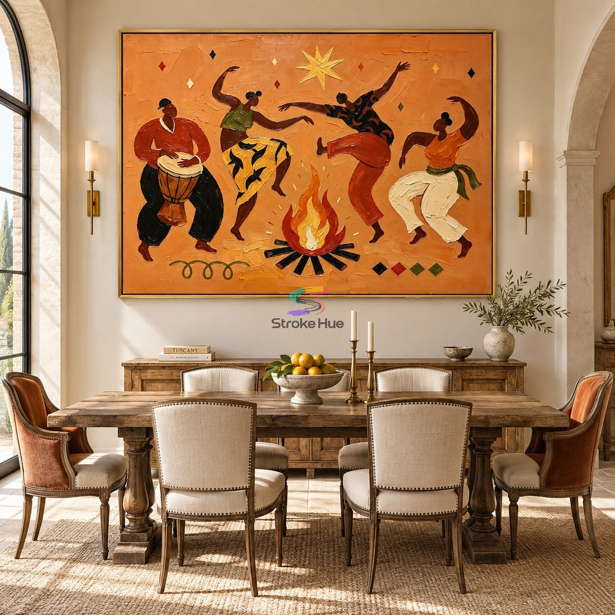 Firelight Rhythm-Dance and Drum Folk Painting