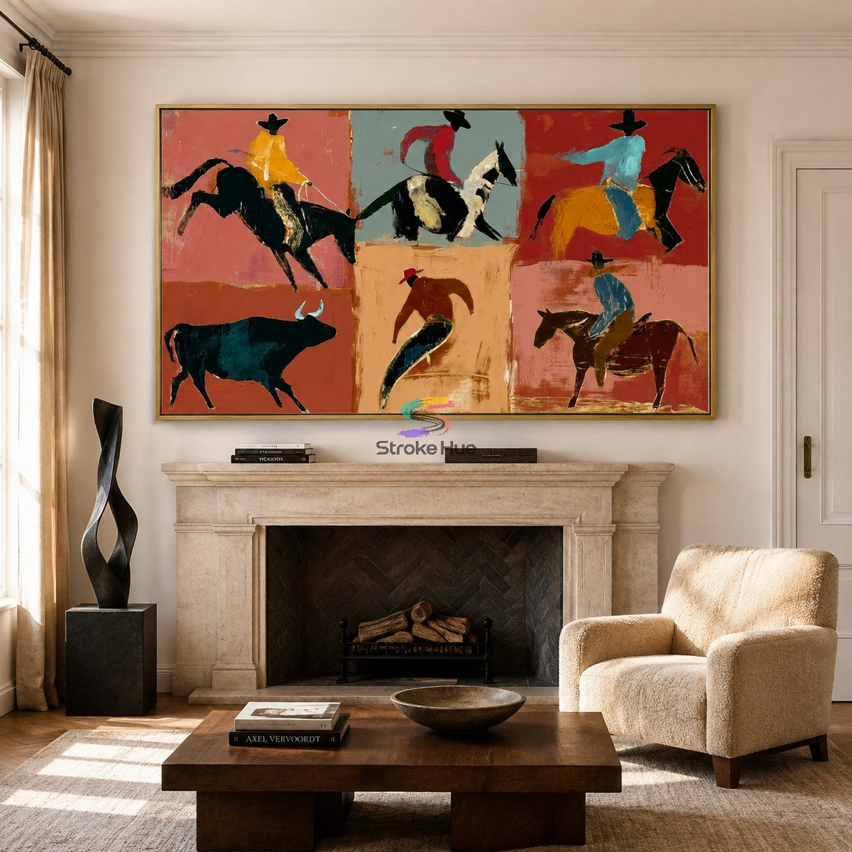 Dustline Rodeo-Western Rider Collage Painting