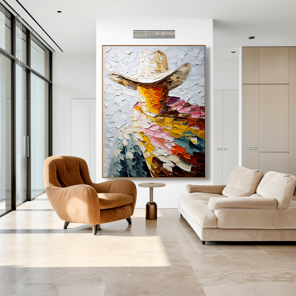 Festival Brim-Textured Figure Painting