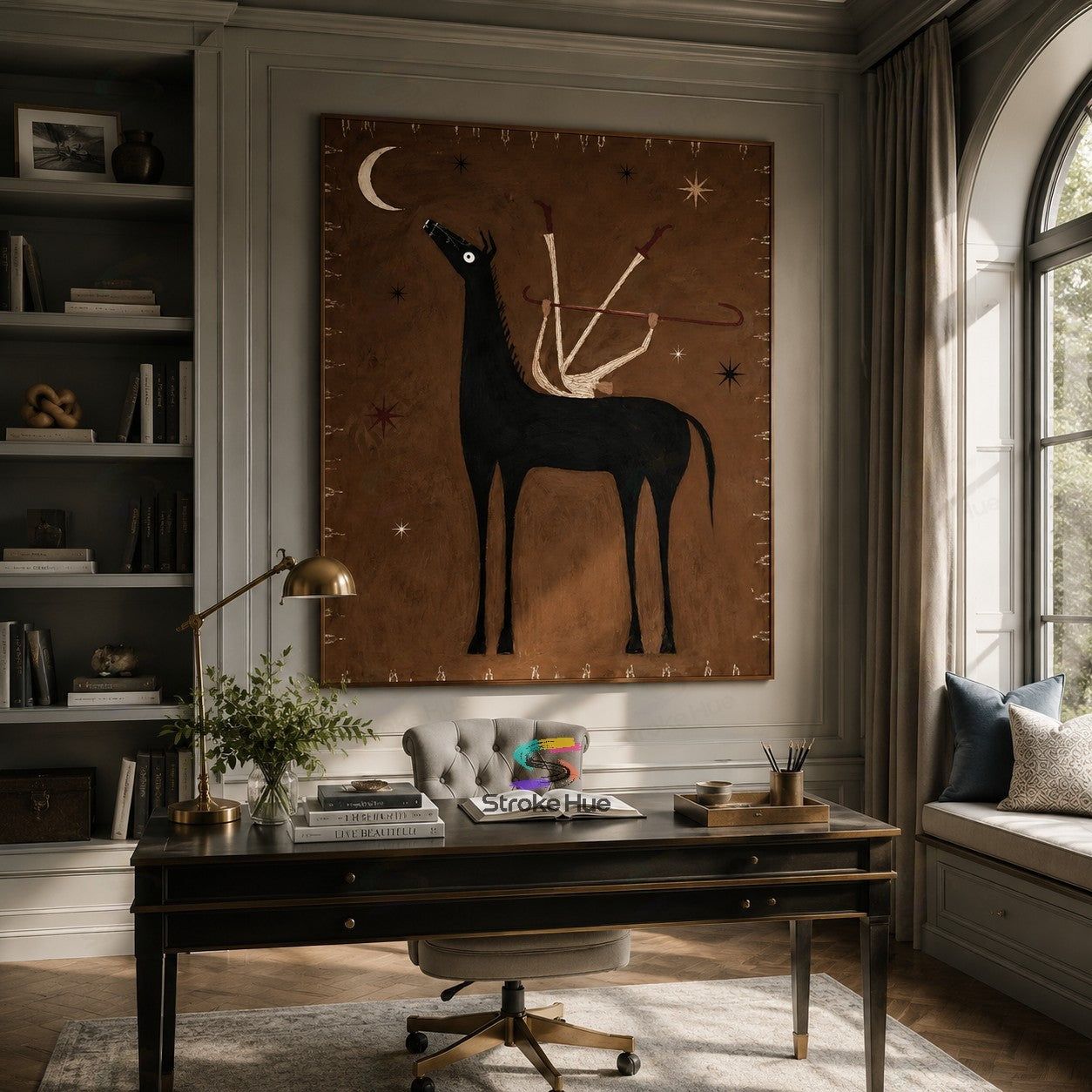 Falling Star Rider-Black Horse Painting