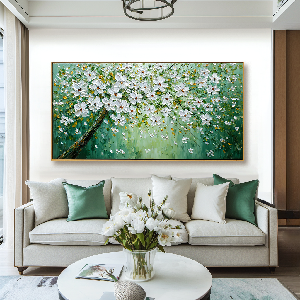Ivory Blossom Bough-Tree Painting