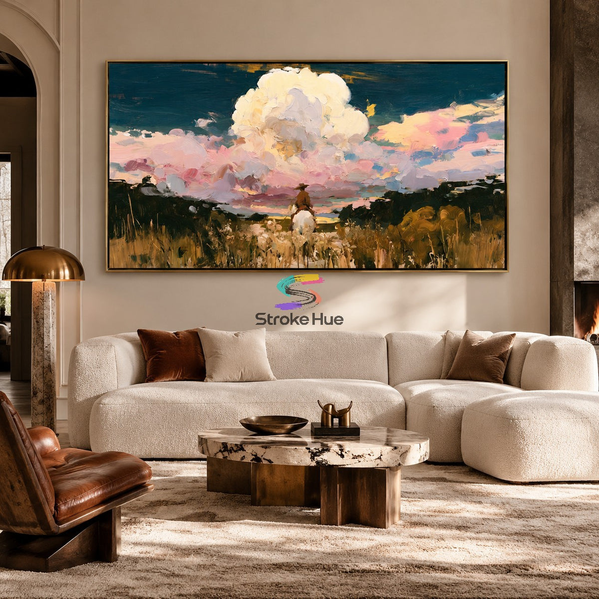 Cloudbound Trails-Western Cowboy Landscape Oil Painting