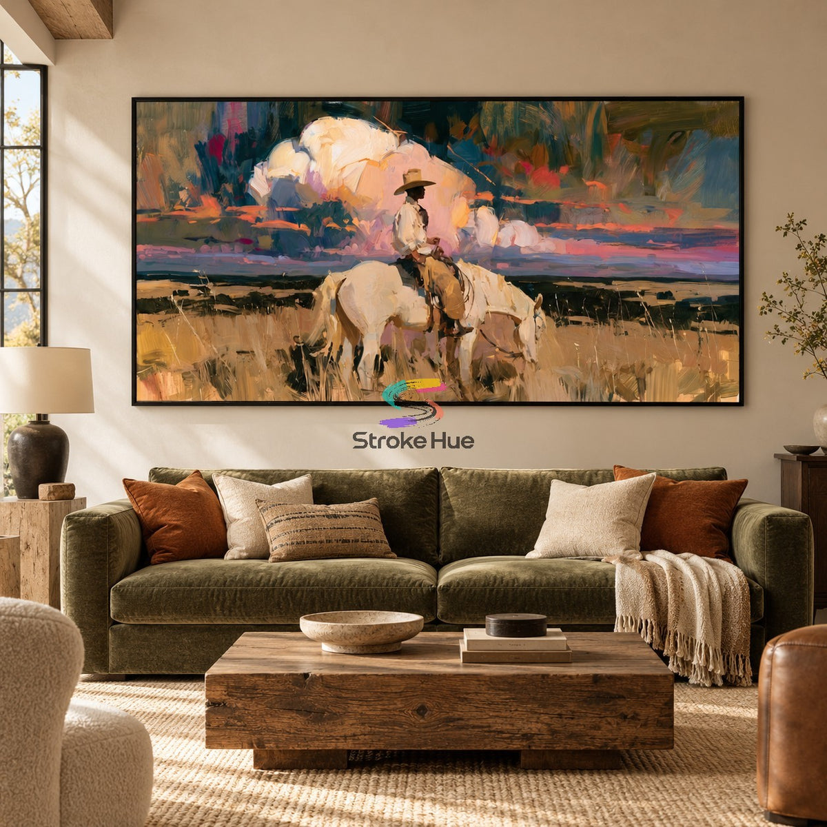 Prairie Interlude-Western Cowboy Landscape Oil Painting