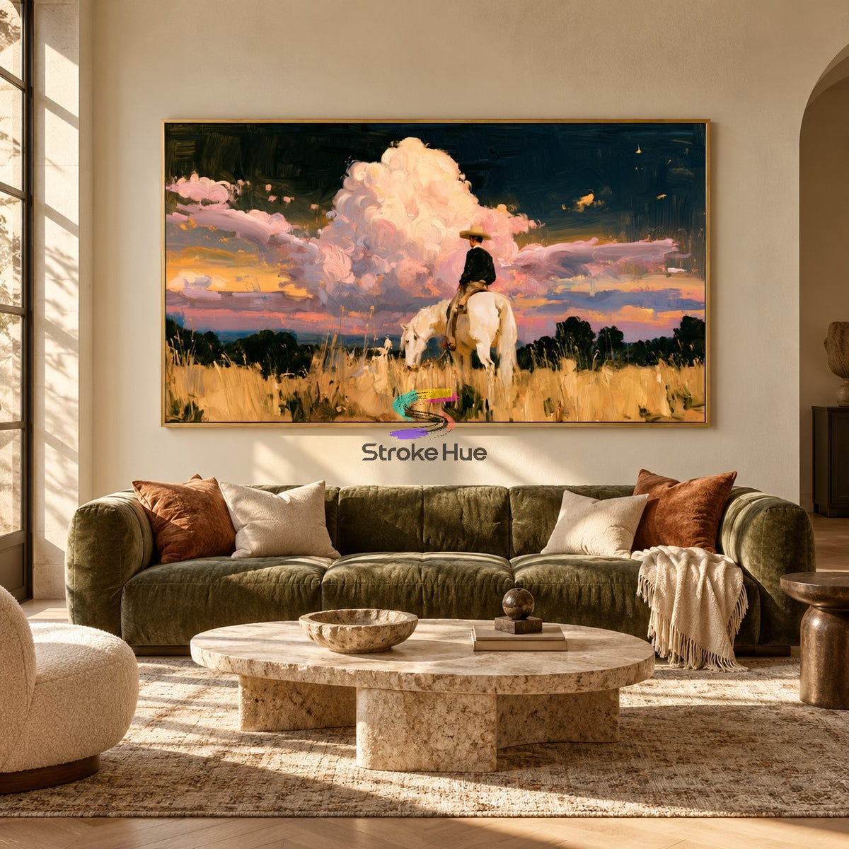 Sundown Stillness-Western Cowboy Oil Painting