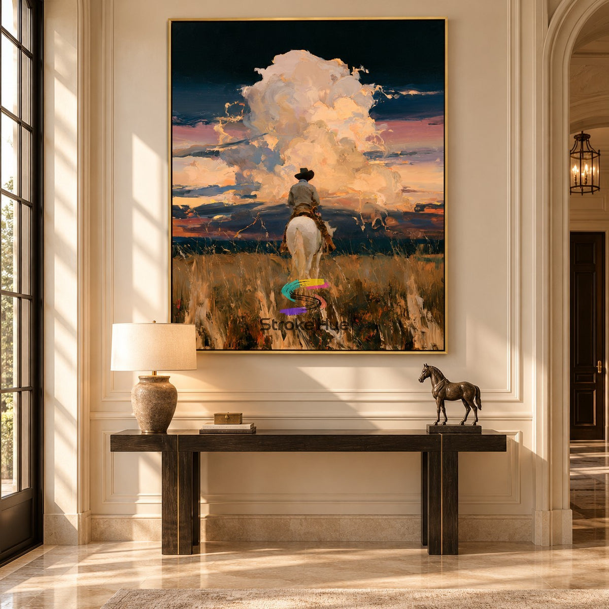 Skyward Solace-Western Cowboy Landscape Painting